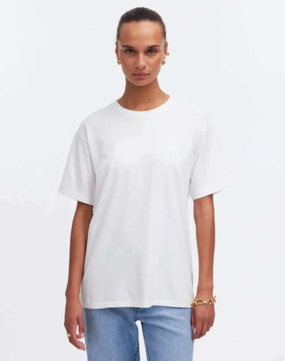 Madewell Cotton Relaxed Oversize Tee WMNS XS White Short Sleeve Crewneck Slouchy